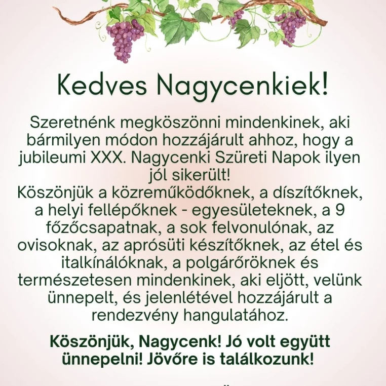 XXX. NAGYCENKI SZÜRETI NAPOK