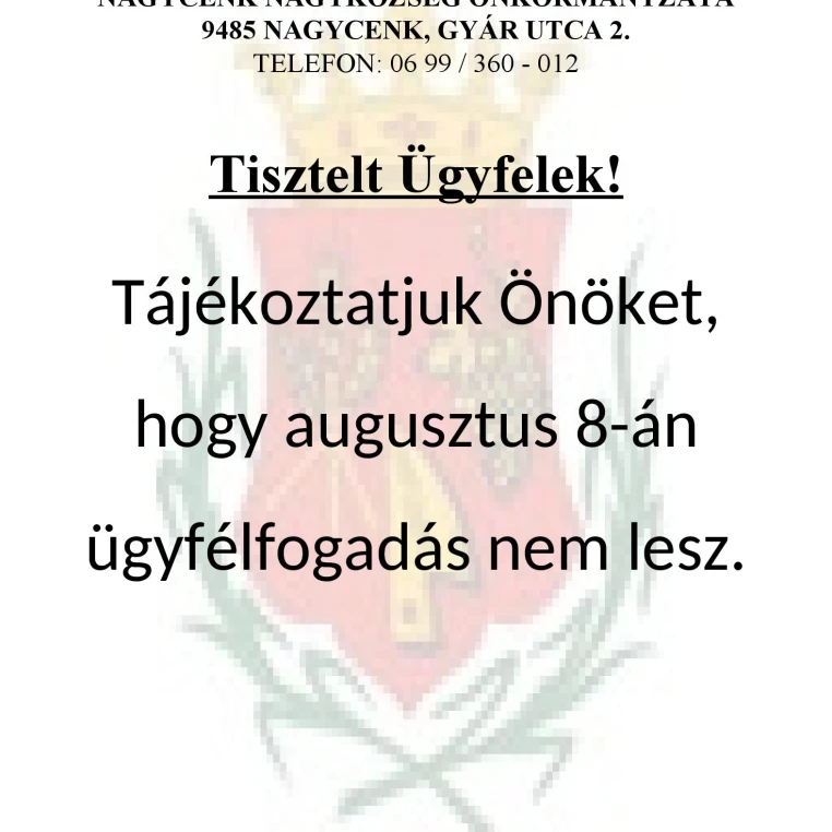 Hivatal nyitvatartása